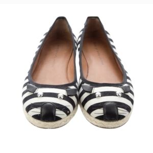 Marc by Marc Jacobs Black and White Striped Ballet Flats
